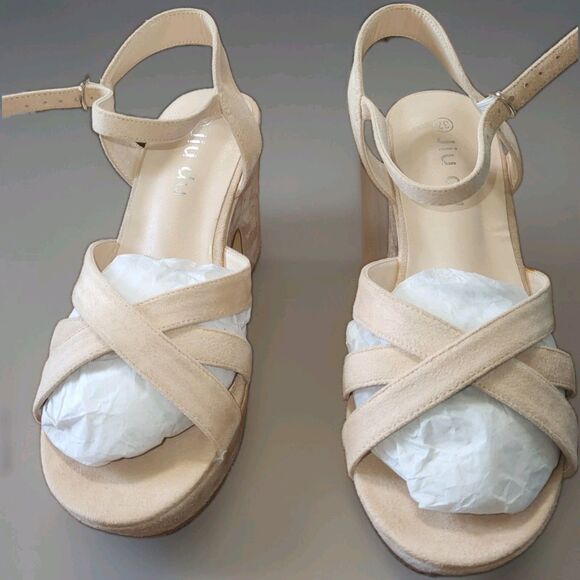 jiu du Shoes - Jiu Du Platform Wedge Heels - Size 37 (US 6.5/7)